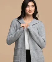 Hooded Pointelle Cardigan