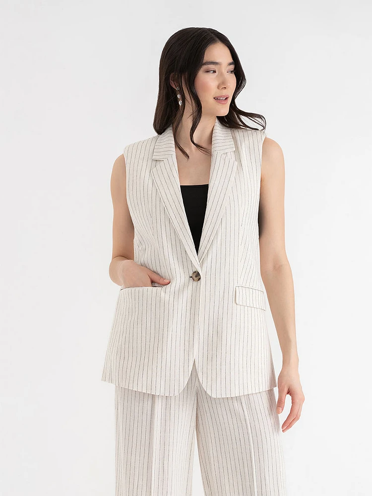 Classic Mid-Length Linen Vest