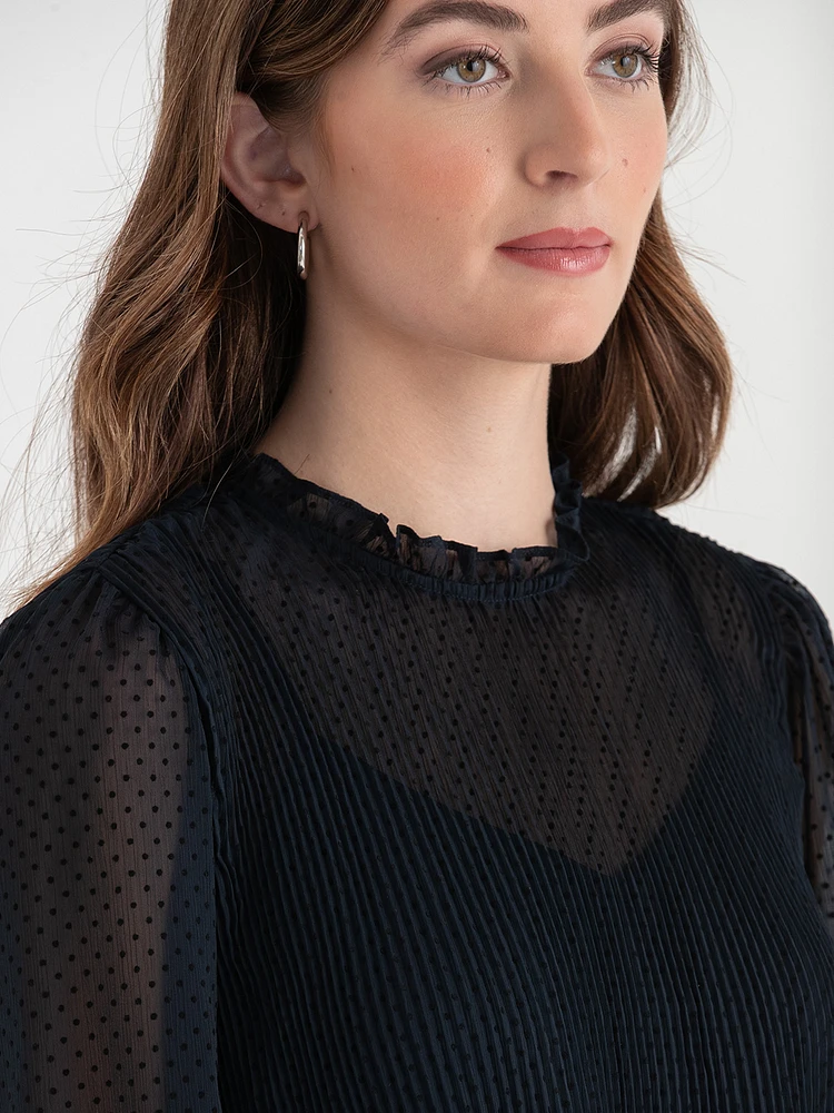 Flock Dot Blouse with Cami