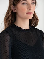Flock Dot Blouse with Cami