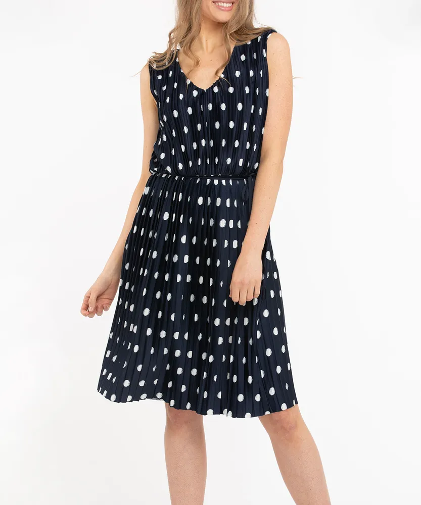 V-Neck Plisse Dress