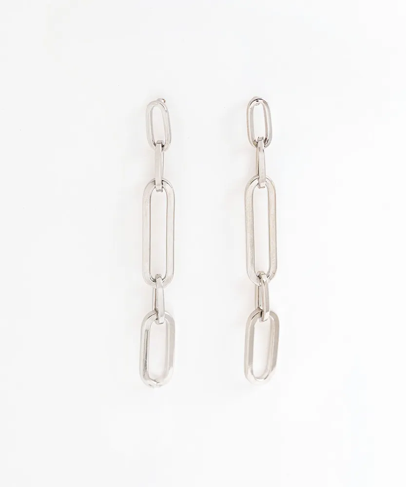 Silver Chain Link Drop Earring