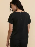 Lydia Short Sleeve Back-Button Blouse