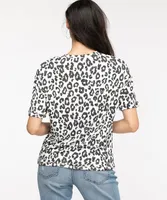 Leopard Bubble Hem Hacci Top