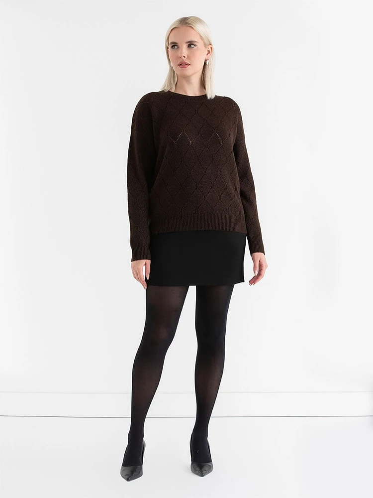 Pointelle Shimmer Pullover Sweater