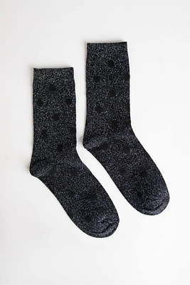 Crew Socks with Dots and Silver Shimmer