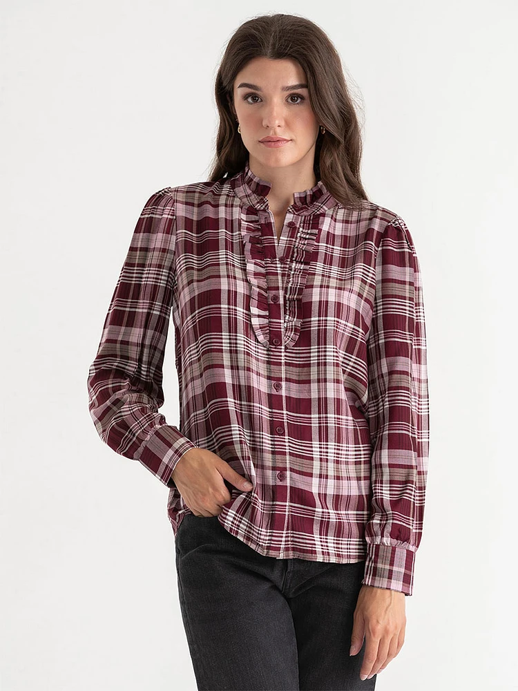 Ruffle Placket Blouse