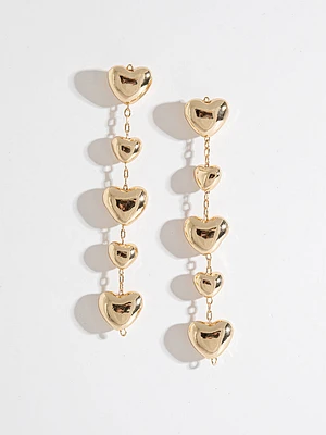 Gold Heart Dangle Earrings