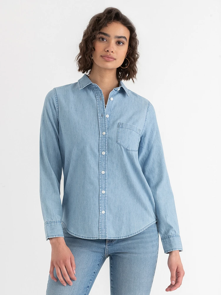 Classic Fit Denim Button-Up Shirt