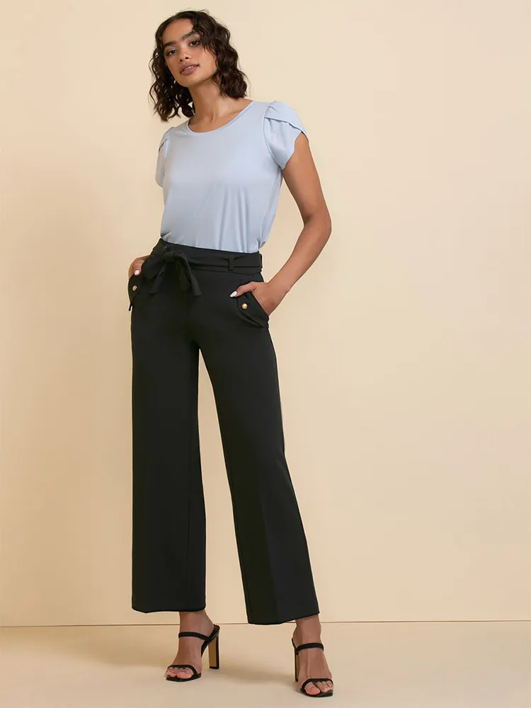 RICKI'S Ponte Pull-On Wide Leg Crop Pant by Jules & Leopold