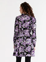 Collared Button-Front Dress with Tie Waist