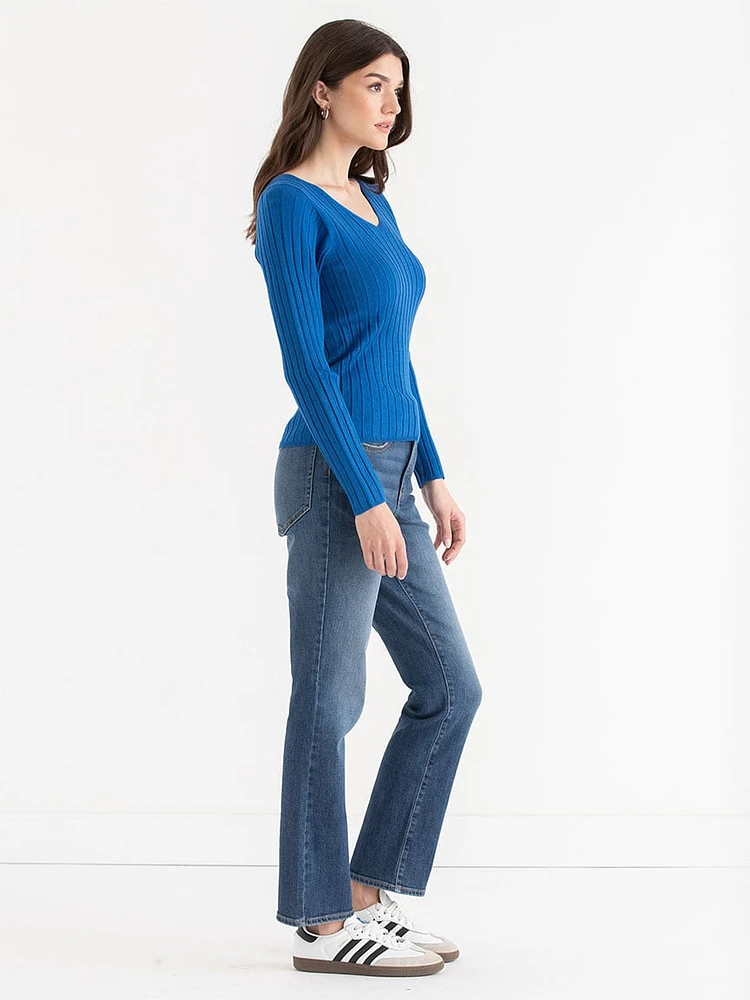 V-Neck Ribbed Sweater