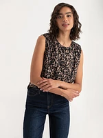 Sleeveless Blouse with Shoulder Trim