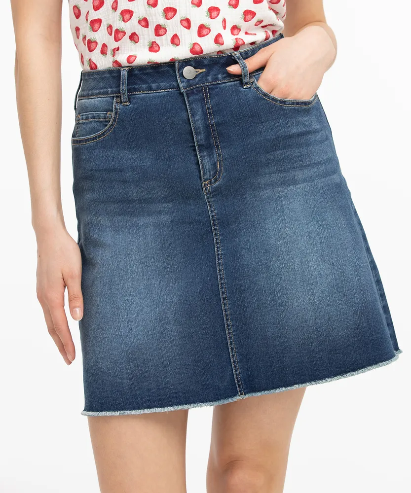 Frayed Hem Denim Skirt