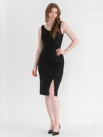 Virgo Sleeveless V-Neck Dress Luxe Ponte