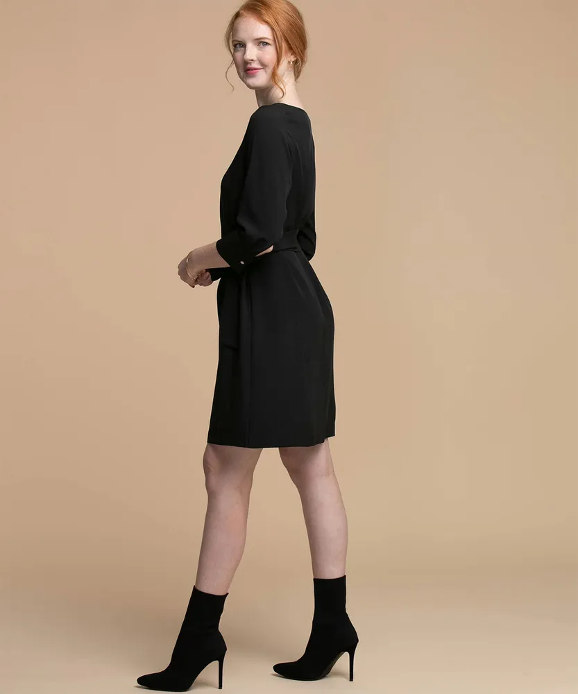 Eco-Friendly Belted Boat Neck Dress