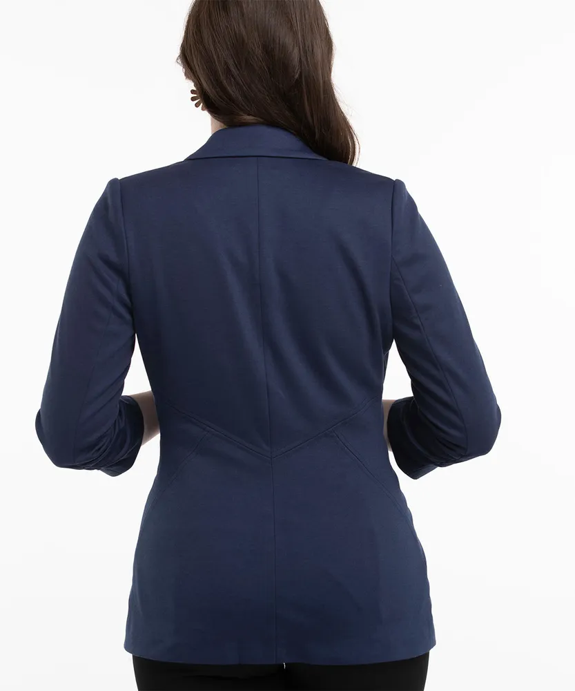 Ruched 3/4 Sleeve Blazer