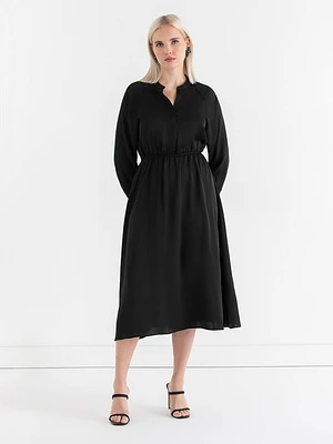 Long Sleeve Midi Henley Dress