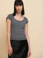 Fitted Scoop-Neck Cap Sleeve Top