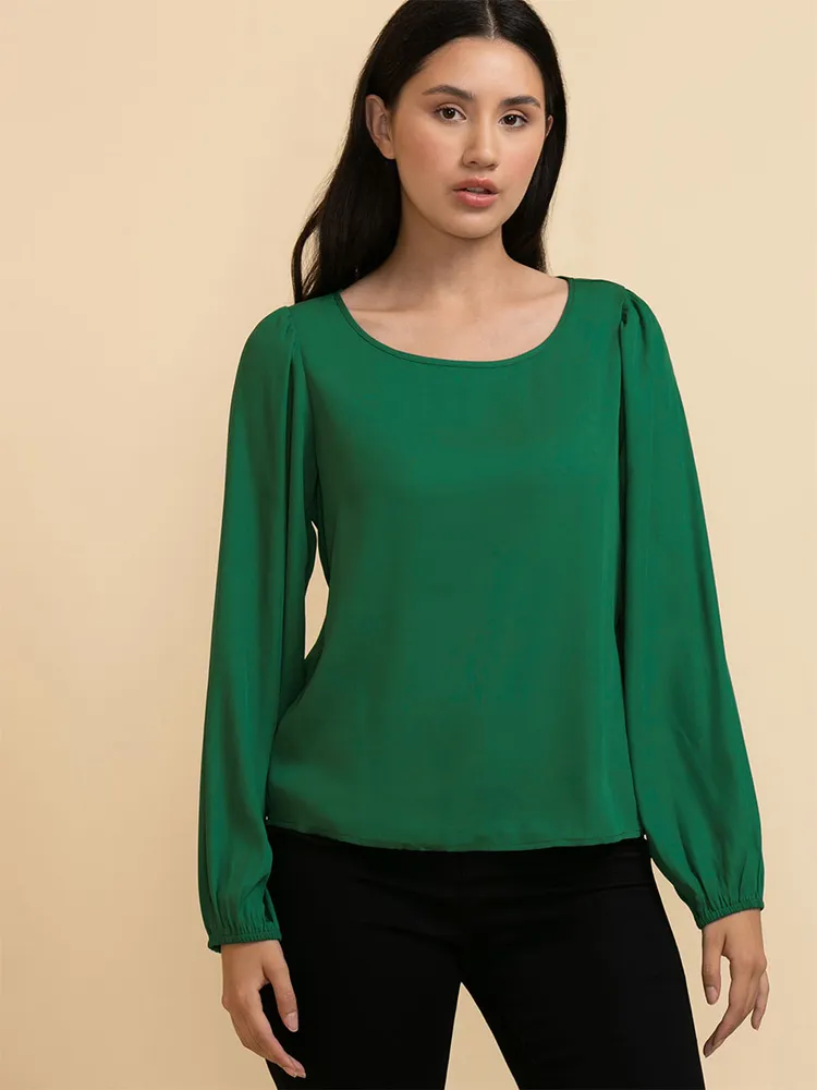 Long Sleeve Scoop Neck Blouse