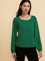 Long Sleeve Scoop Neck Blouse