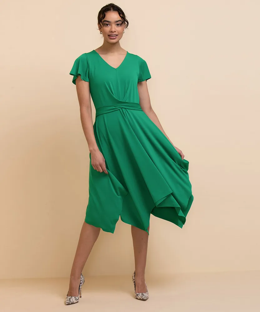 Short Sleeve SharkBite Dress with Twisted Waist