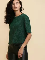 Short Sleeve Boxy Tee with Shoulder Pads