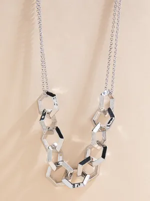Short Silver Statement Necklace