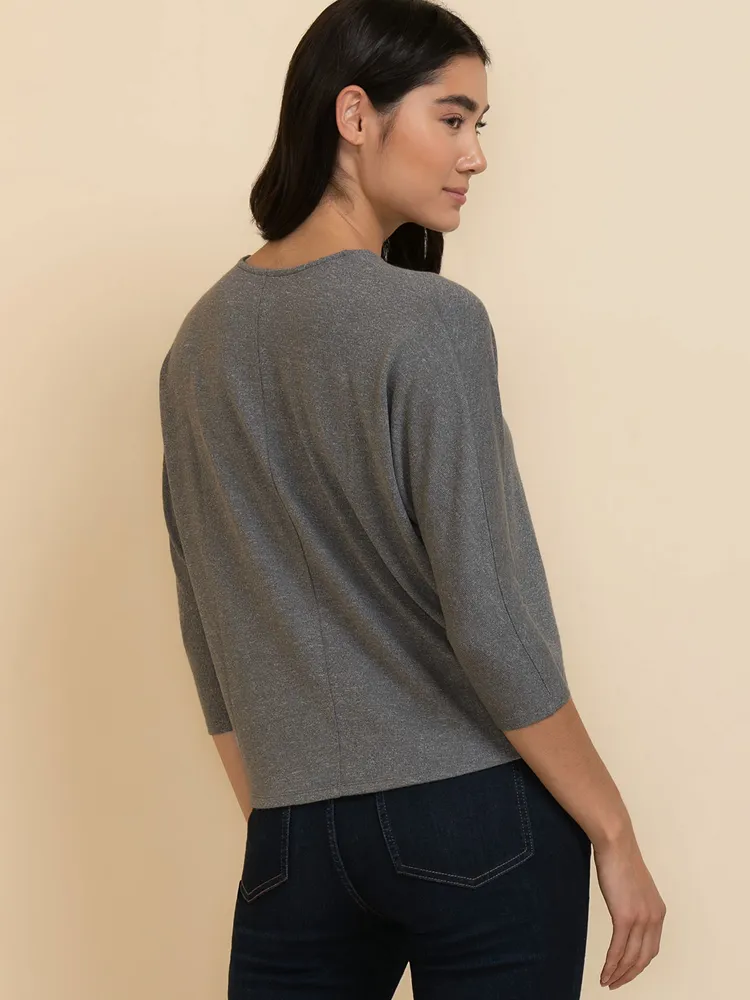 Easy V-Neck Hacci Knit Top