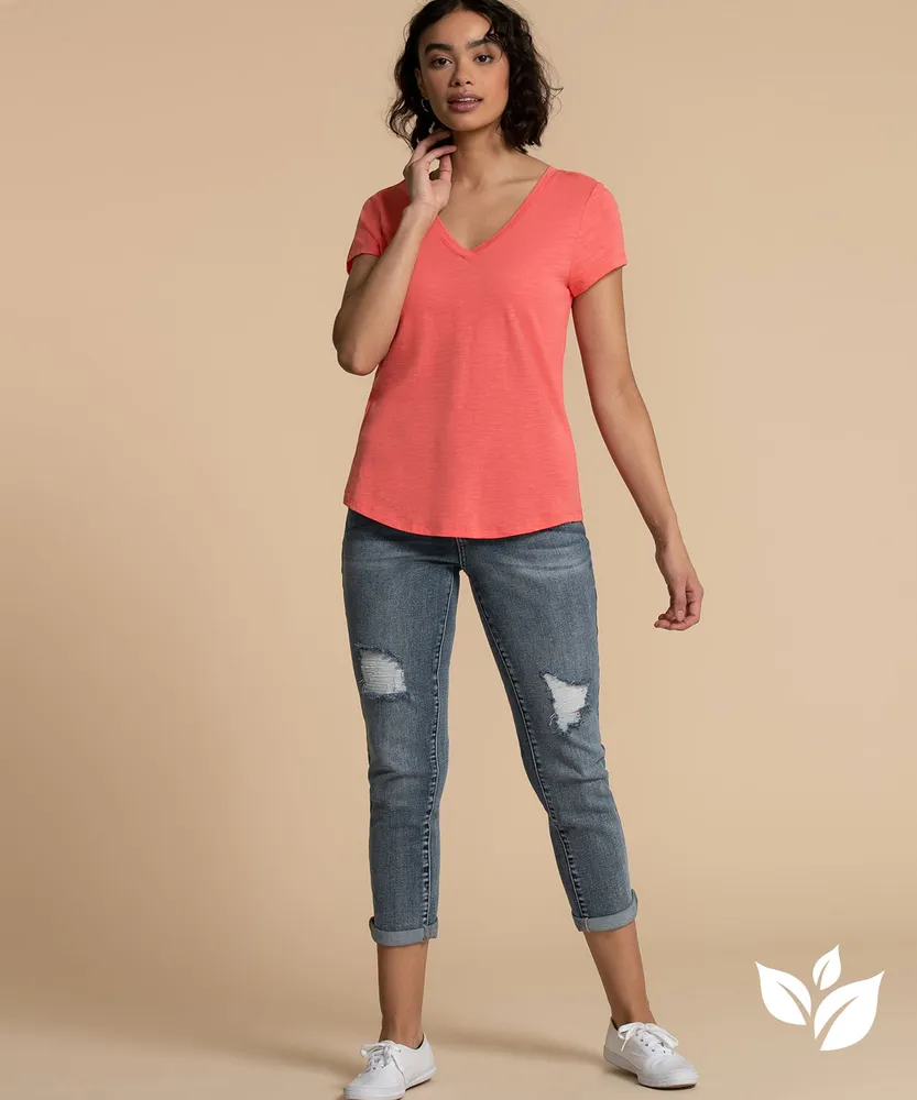 V-Neck Tee Shirt with Tail