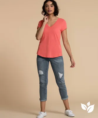 V-Neck Tee Shirt with Tail