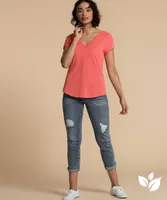 V-Neck Tee Shirt with Tail