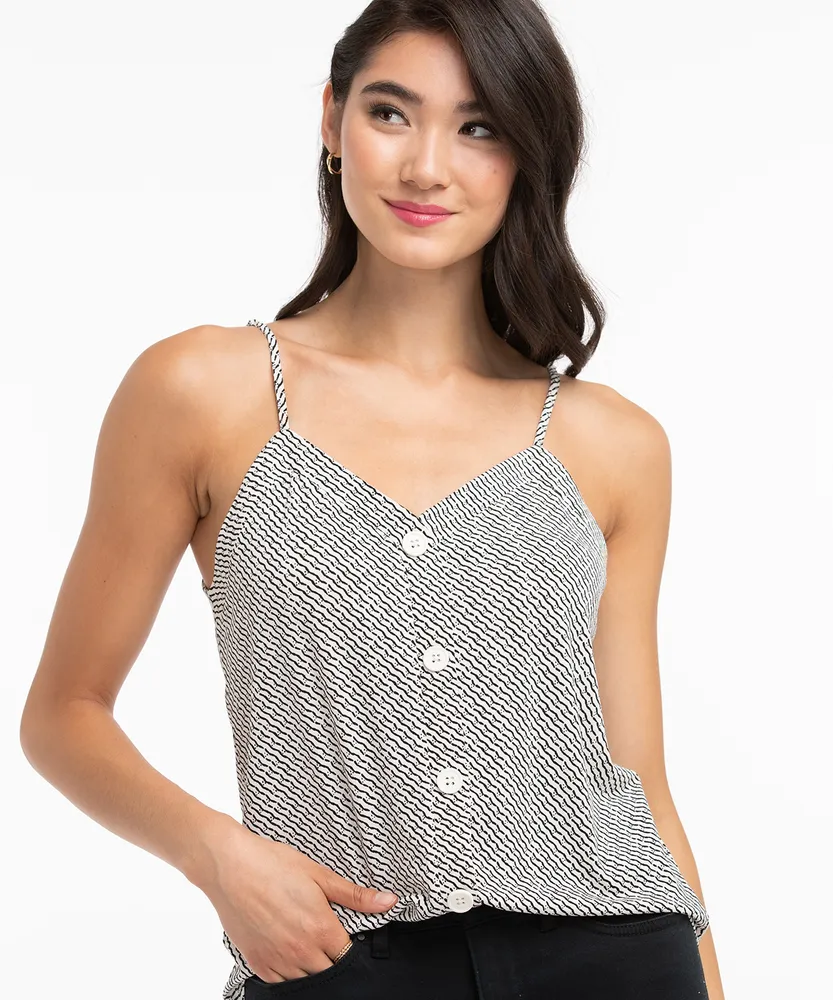 Strappy Button Front Tank Top