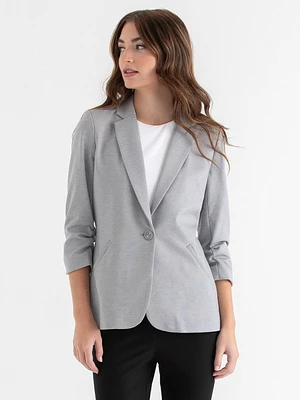 Hampton 3/4 Ruched Sleeve Ponte Blazer