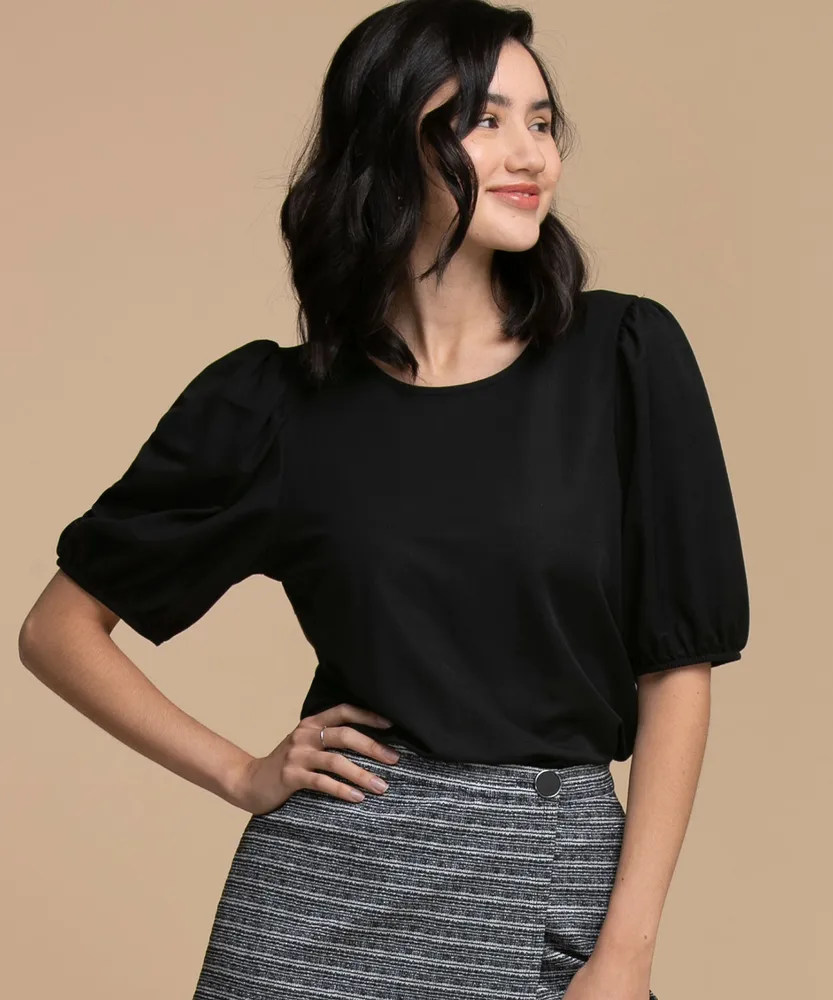 Puff Sleeve Cutout Top