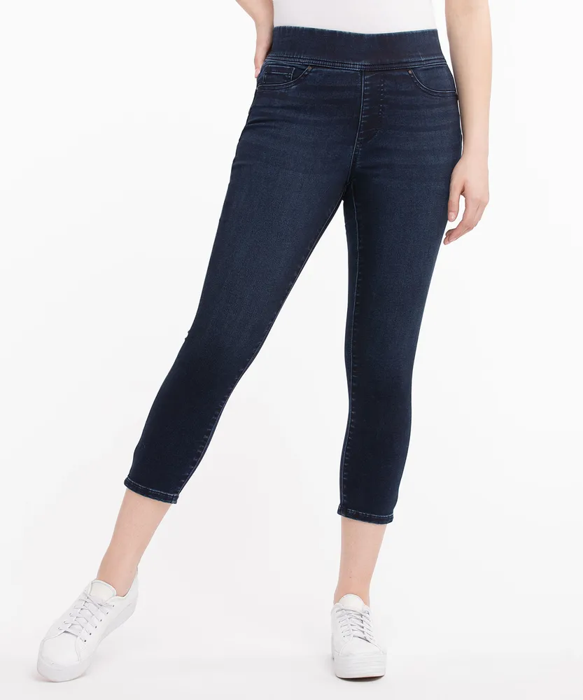 Dark Wash Cropped Pull-On Jegging