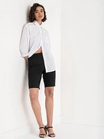 Slim Bermuda Shorts Cotton Sateen