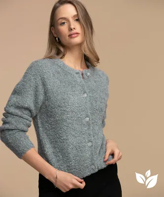 Eco-Friendly Jewel Button Cardigan