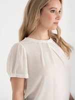 Short Sleeve Mix Media Blouse