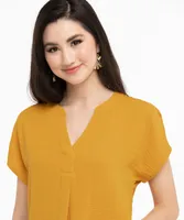 Extended Sleeve Henley Blouse