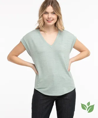 Eco-Friendly V-Neck Hacci Tee