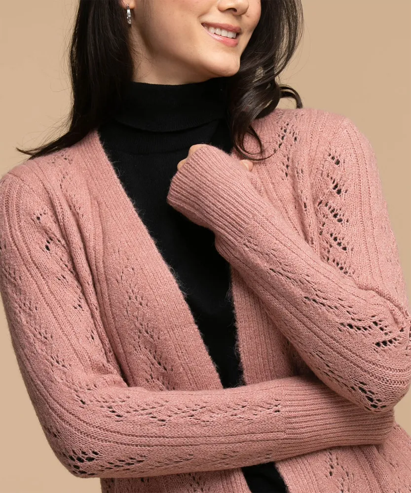 Pointelle Open Cardigan