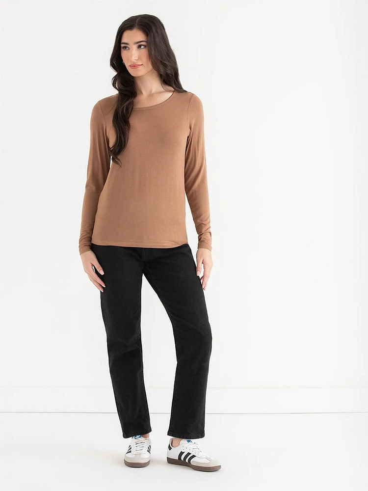 Modal Long Sleeve Scoop Neck Top