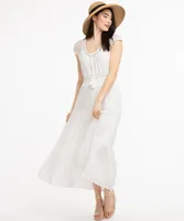 Lace Yoke V-Neck Dress