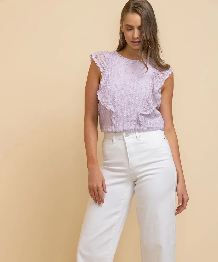 Lace Top with Ruffle Detail