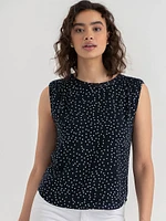 Sleeveless Blouse with Shoulder Trim