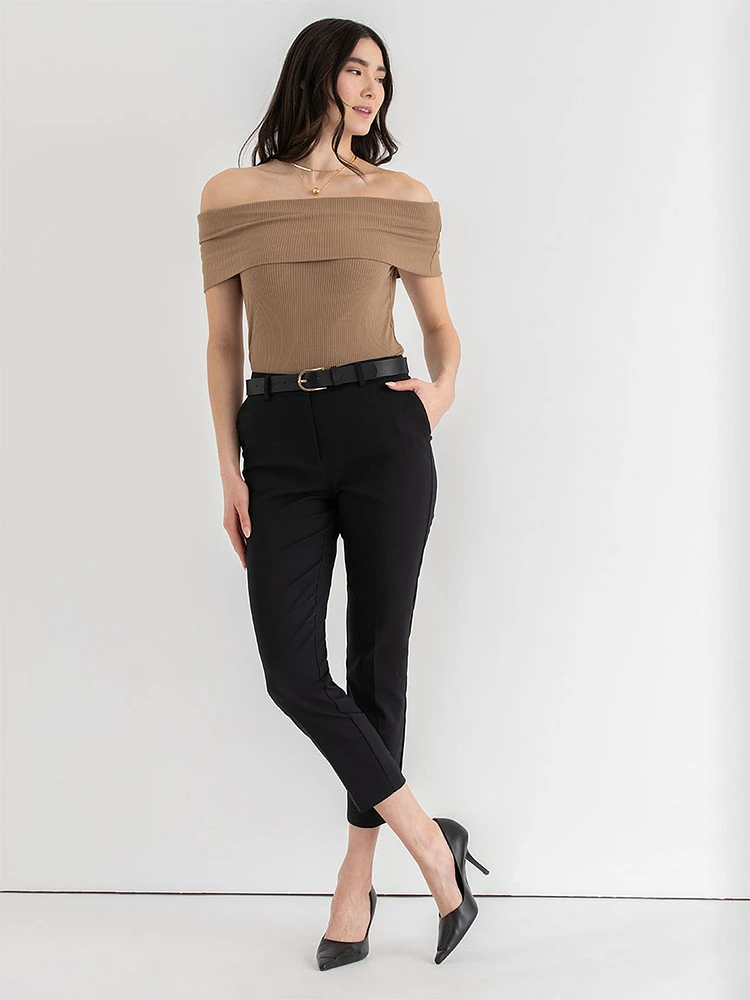 Off Shoulder Ribbed Top