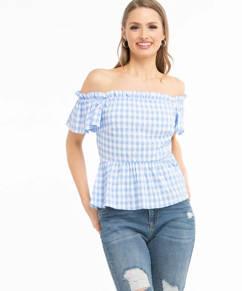 Smocked Flutter Sleeve Peplum Blouse