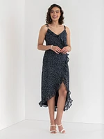 Chiffon Ruffle Dress with Tie Straps