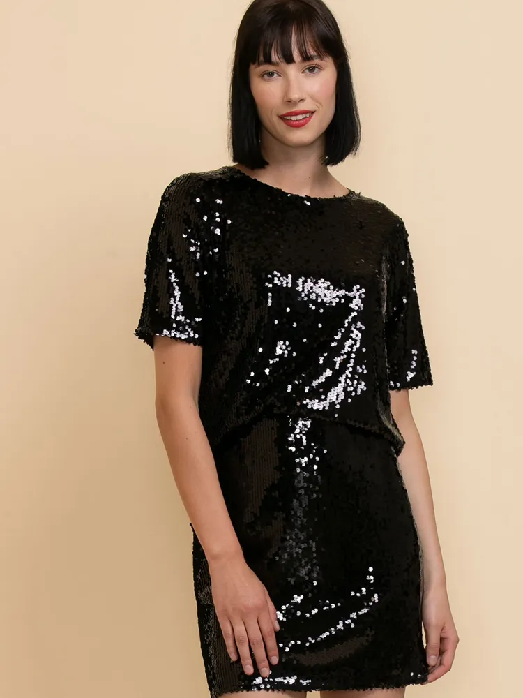 Short Sleeve Sequin Boxy Tee